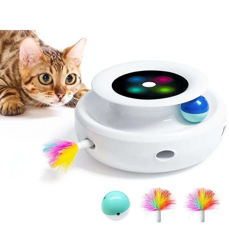2 in 1 Smart Cat Toys Automatic Feather Fun Ball Toy