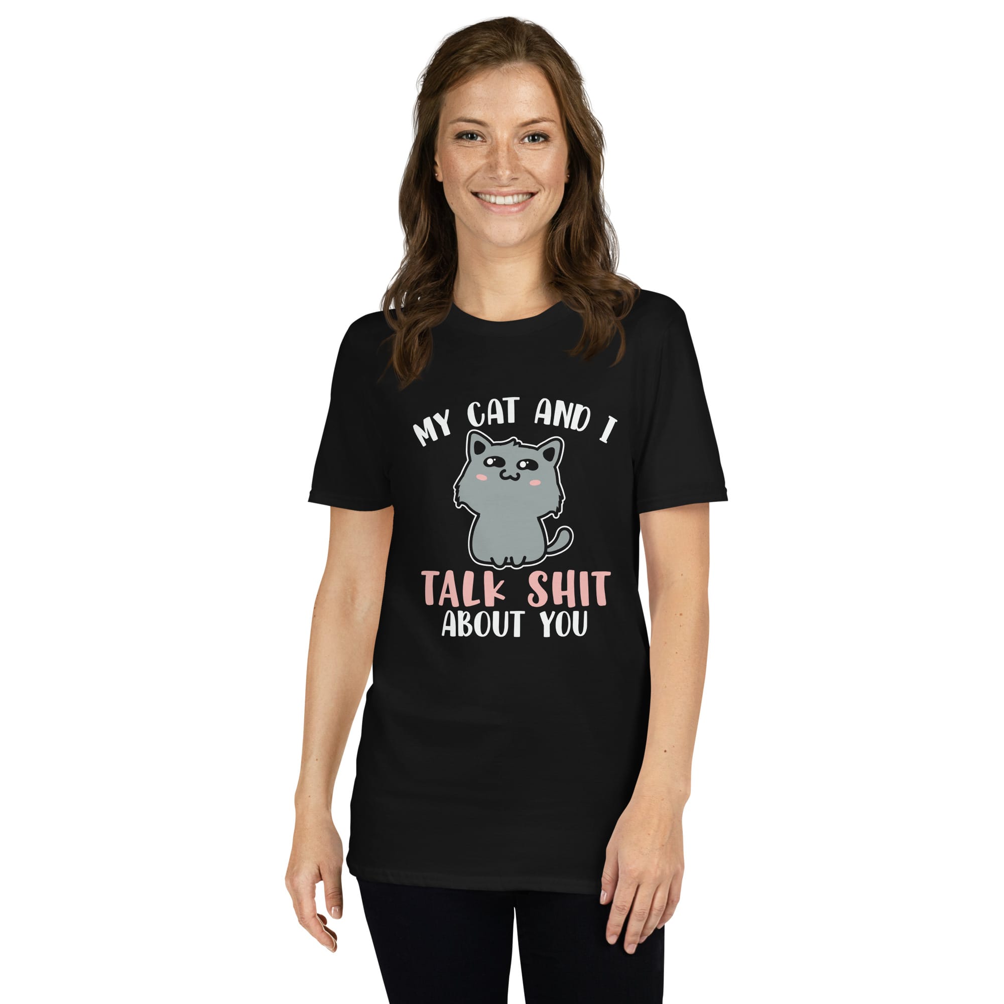 unisex-basic-softstyle-t-shirt-black-front-69c5b14e1b436.jpg my cat and i talk shit about you shirt