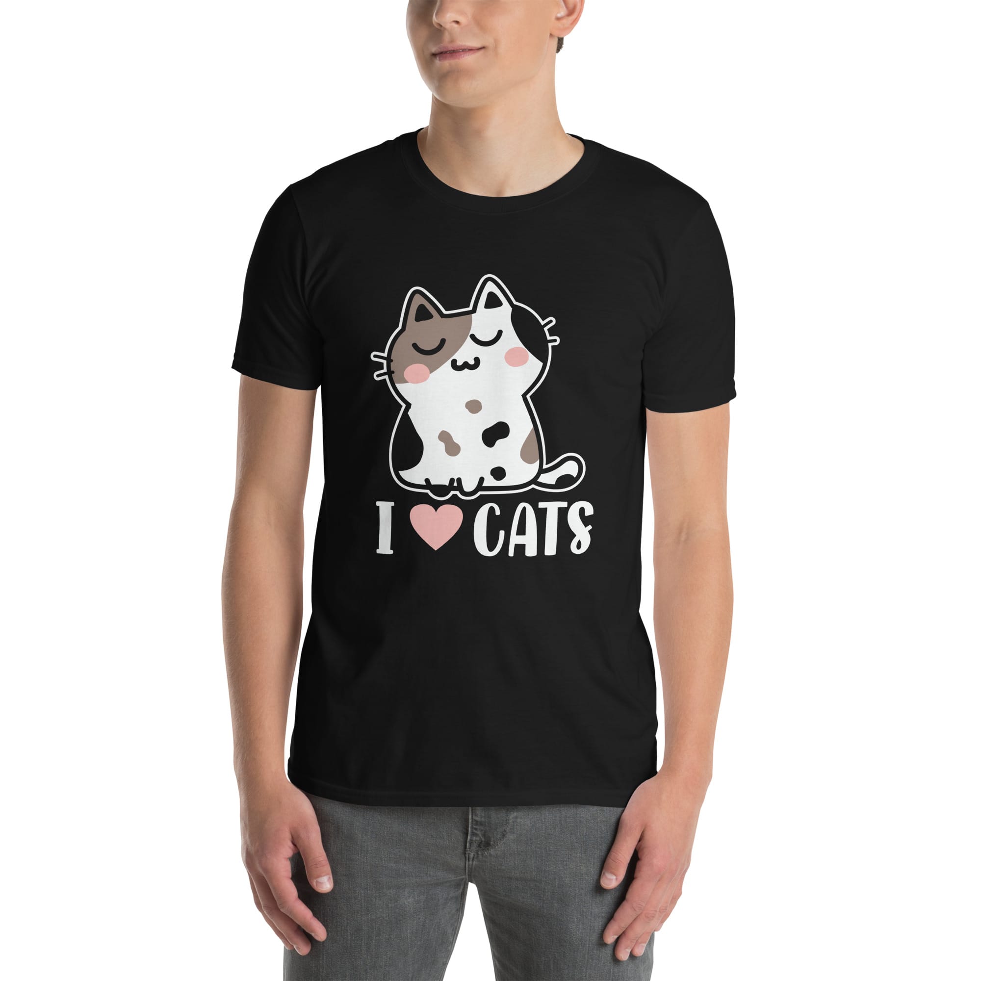 unisex-basic-softstyle-t-shirt-black-front-69c6c2e851570.jpg I Love Cats Shirt