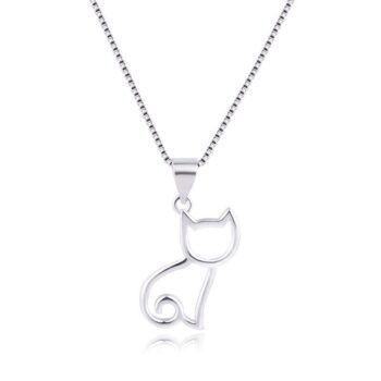 Sterling Silver Cat Pendant Necklace – Adorable Everyday Luxury 1168908001543
