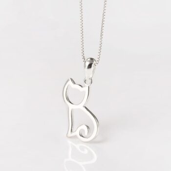 Sterling Silver Cat Pendant Necklace – Adorable Everyday Luxury 272382457355