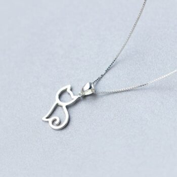 Sterling Silver Cat Pendant Necklace – Adorable Everyday Luxury 81264611034