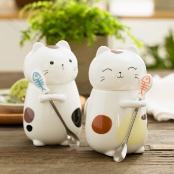 Trendy Cat Coffee Mug with Lid and Spoon 71ce5e43 42c6 4318 9213 3233dc30674c