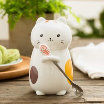 Trendy Cat Coffee Mug with Lid and Spoon f41210c3 b98c 4150 a3b8 c7f65ec05ca1