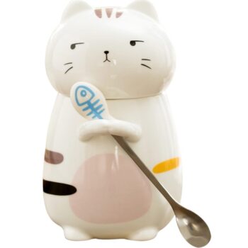 Trendy Cat Coffee Mug with Lid and Spoon fe37edd1 d491 4740 b27d cb18aa557e66