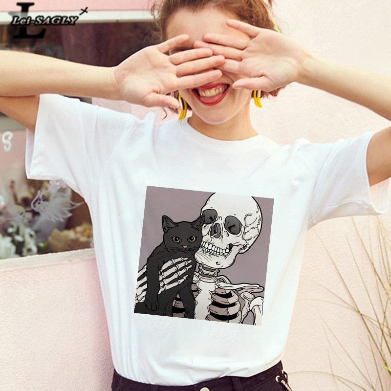 Cat skull t shirt