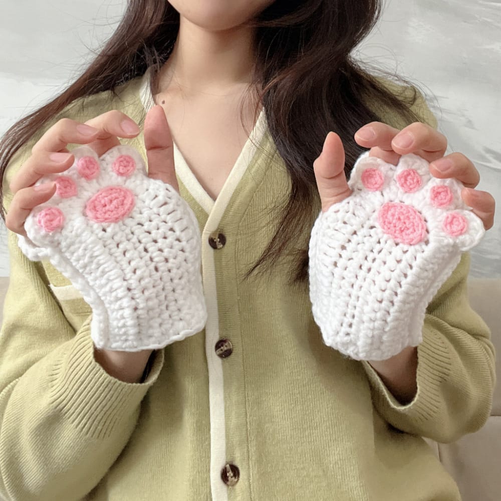 Cat paw fingerless gloves