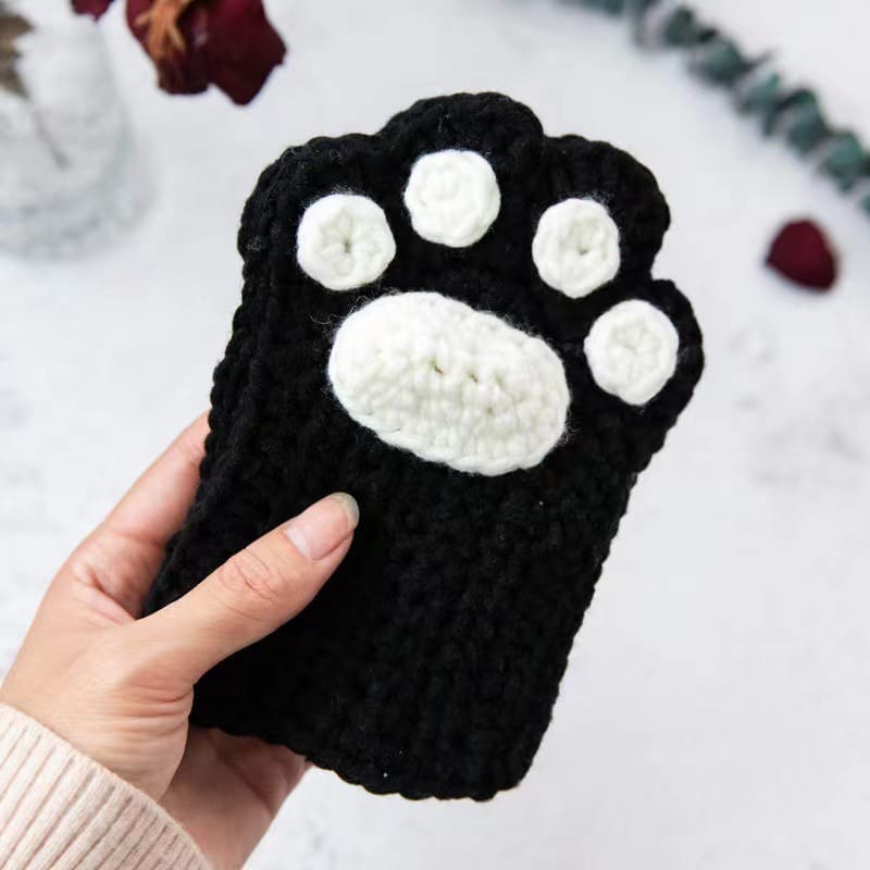 Cat paw fingerless gloves