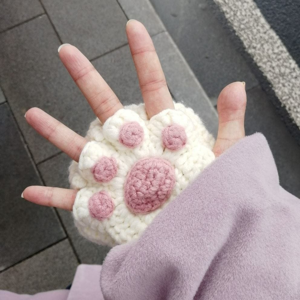 Cat paw fingerless gloves