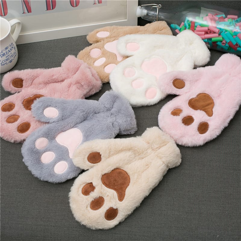 Soft cat paw gloves winter