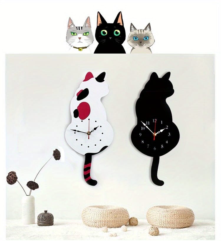 cat clock moving tail