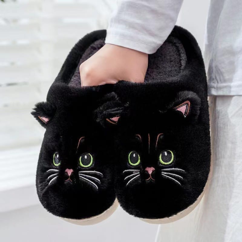 black cat slippers