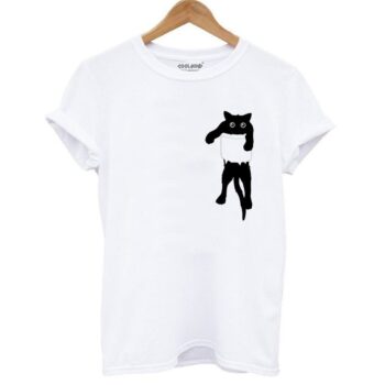 Trendy Cat Pocket Tee Shirt – Fun Animal Graphic Tee 7807434574602
