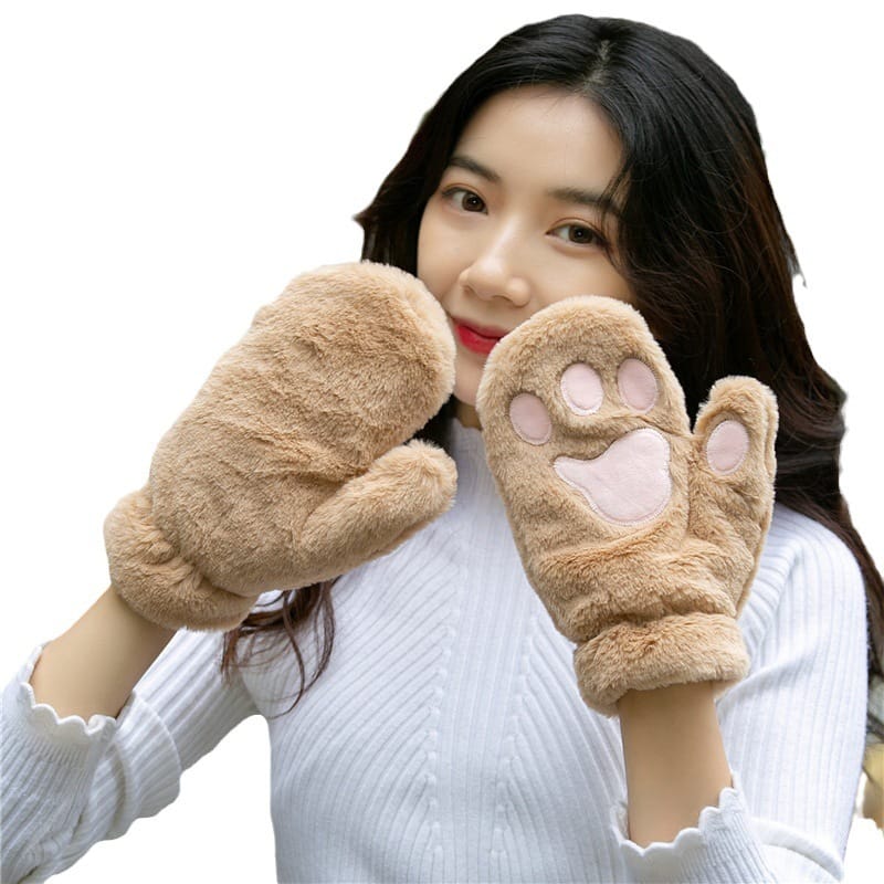 Soft cat paw gloves winter