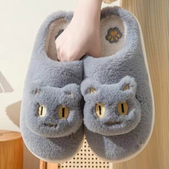 Snuggly White Cat Slippers – Cute Cat Face House Shoes a50a04cb ab46 474f 8e4a 4c0f893ff7cd