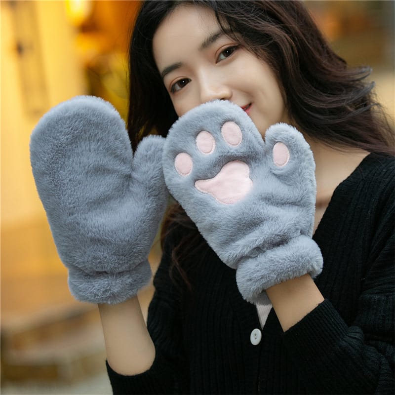 Soft cat paw gloves winter