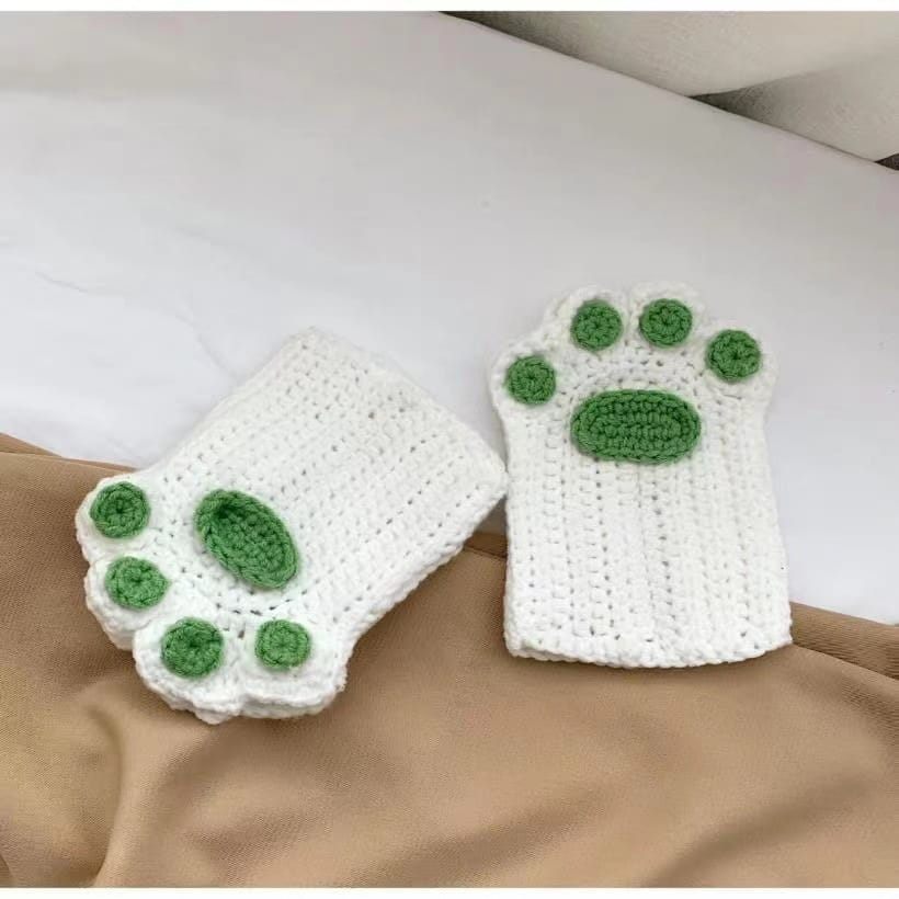 Cat paw fingerless gloves