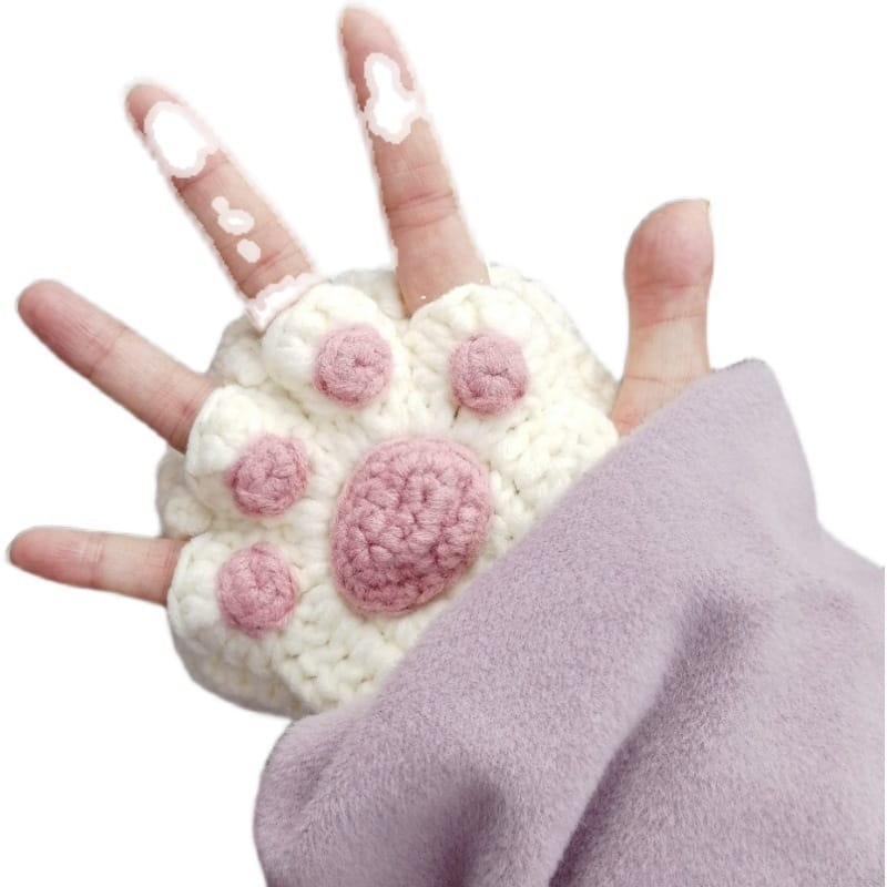 Cat paw fingerless gloves