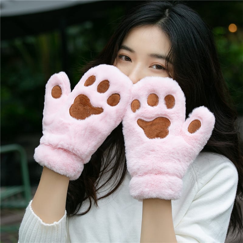 Soft cat paw gloves winter