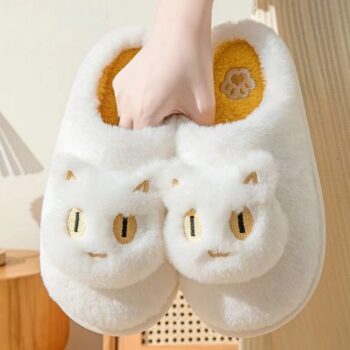 Snuggly White Cat Slippers – Cute Cat Face House Shoes e88596e5 1420 4a36 b1f5 6dd2aa637afa