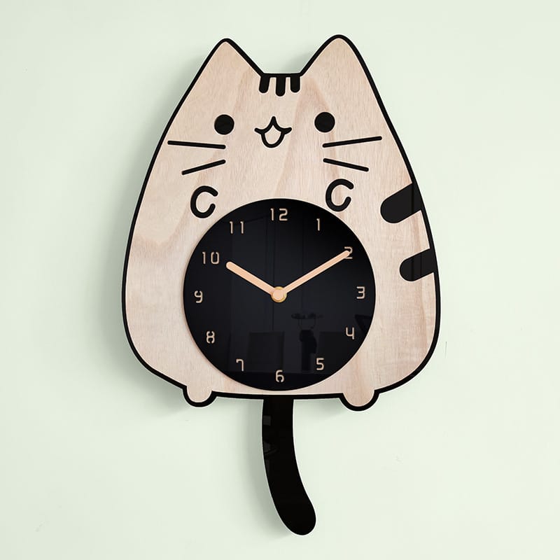 cat clock with wagging tail