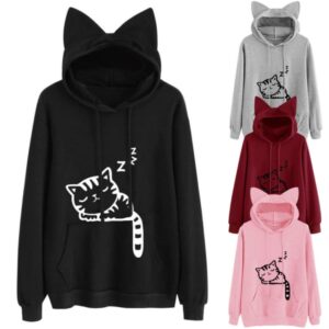 Cute Cat Hoodie with Ears – Kawaii Long Sleeve Hoodie Cat hoodie with ears