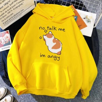Funny Angry Cat Hoodie – "No Talk Me" Graphic Hoodie 84fd9c37 4521 438b b9ce c01a2cd16dc2